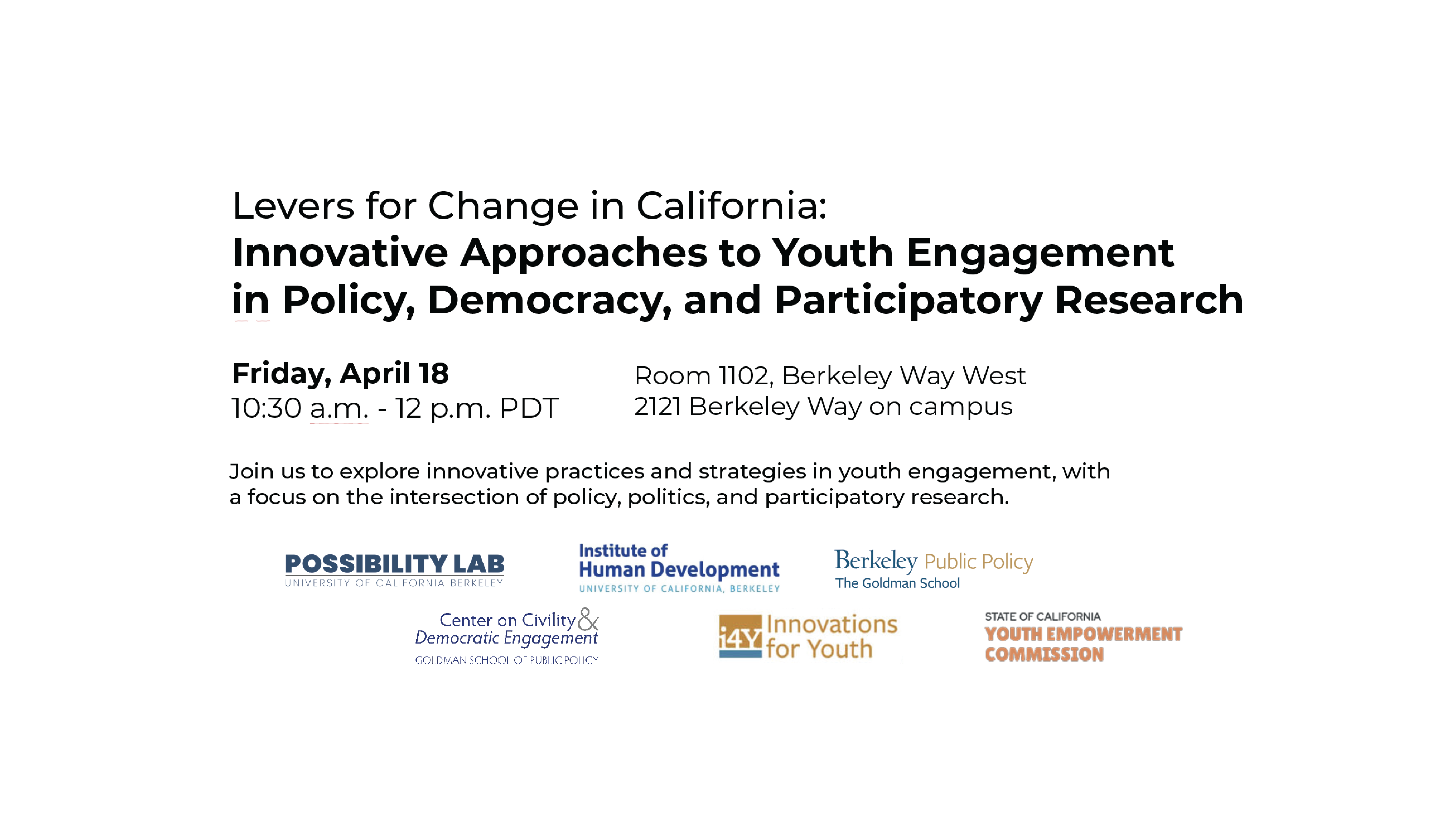 April 18 // Innovative Approaches to Youth Engagement
